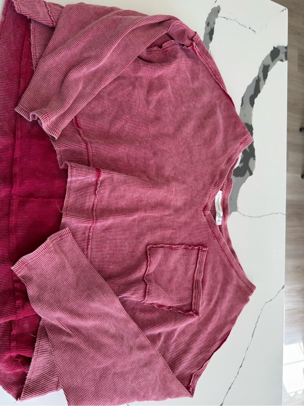Altar'd State Pink Ribbed Long Sleeve Top